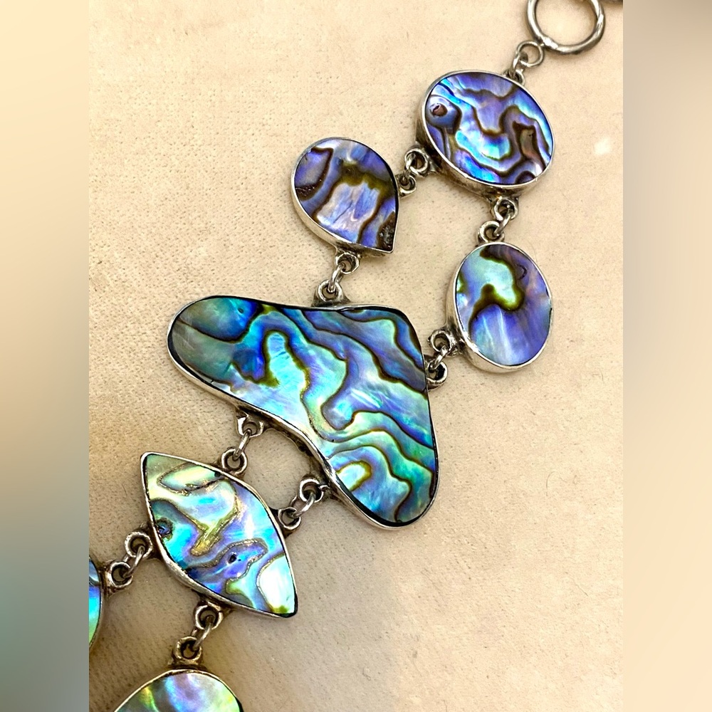Sterling Silver Abalone Shell Statement Bracelet … - image 4